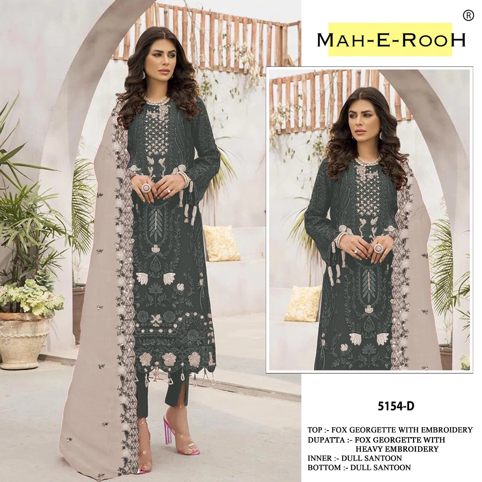 Mah E Rooh 5154 A To F Georgette Embroidered Salwar Kameez
