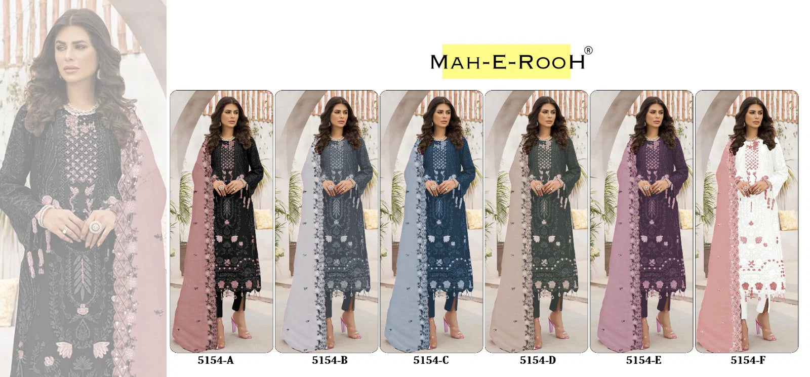 Mah E Rooh 5154 A To F Georgette Embroidered Salwar Kameez