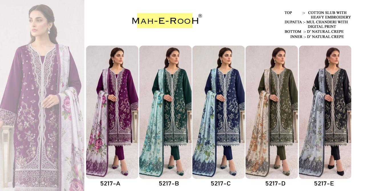 Mah E Rooh 5217 Slub Cotton Embroidered Salwar Kameez Collection