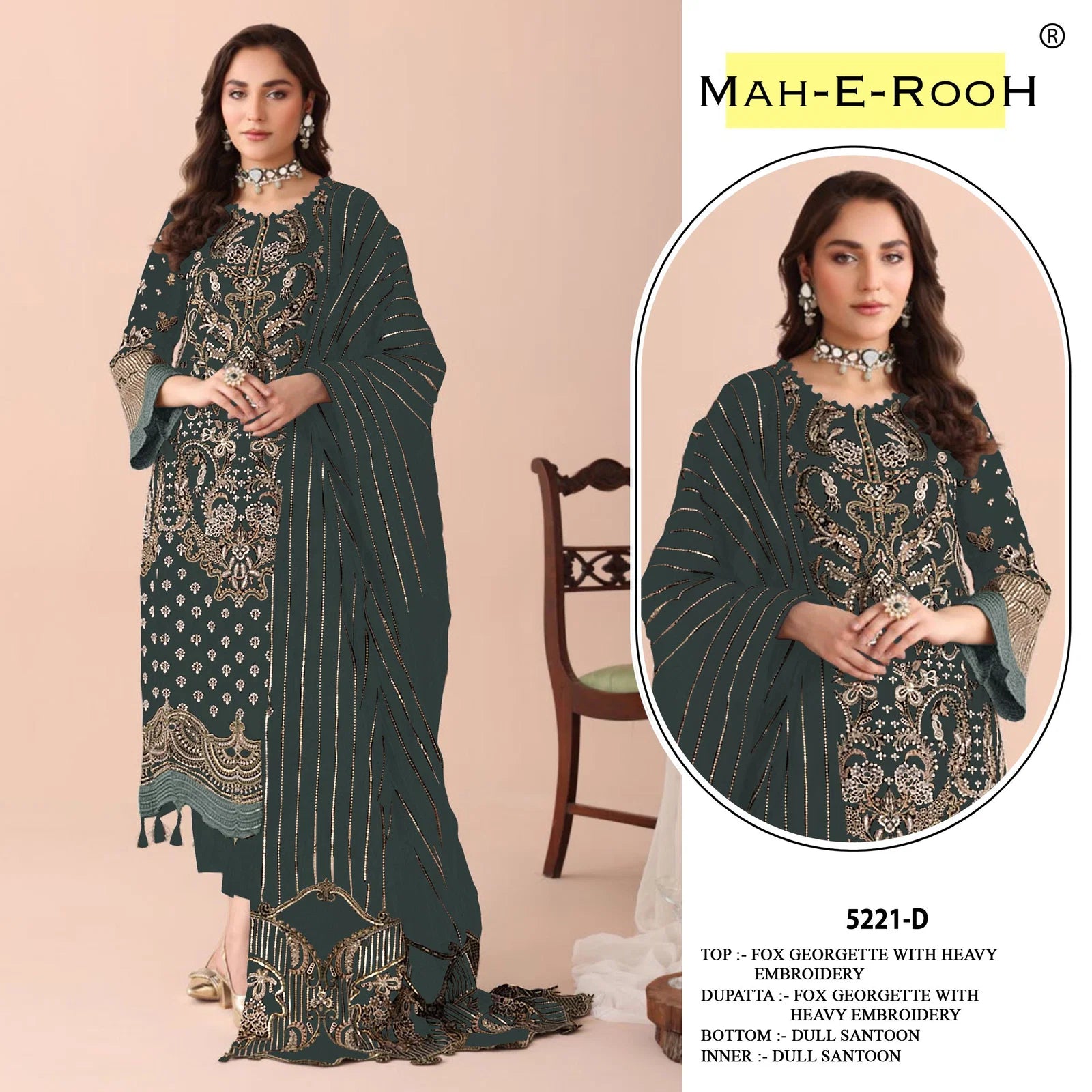Mah E Rooh 5221 A To E Faux Georgette Embroidered Salwar Kameez