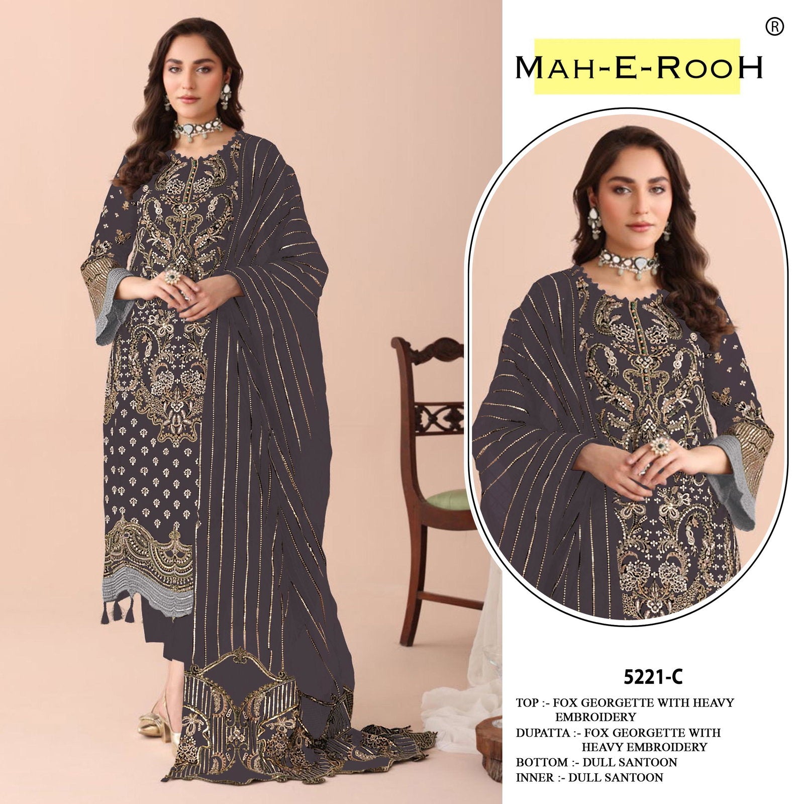 Mah E Rooh 5221 A To E Faux Georgette Embroidered Salwar Kameez
