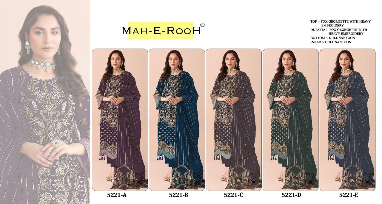 Mah E Rooh 5221 A To E Faux Georgette Embroidered Salwar Kameez