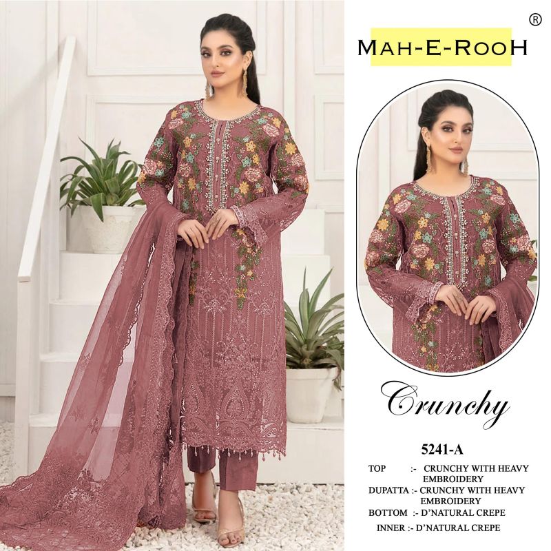 Mah E Rooh 5241 A To D Crunchy Embroidered Salwar Kameez