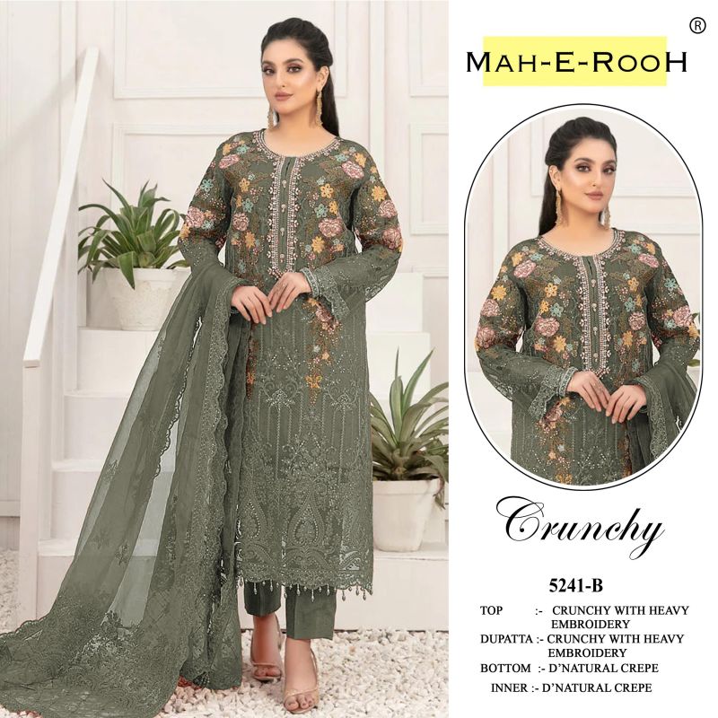 Mah E Rooh 5241 A To D Crunchy Embroidered Salwar Kameez