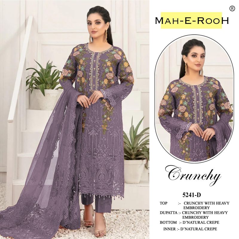 Mah E Rooh 5241 A To D Crunchy Embroidered Salwar Kameez