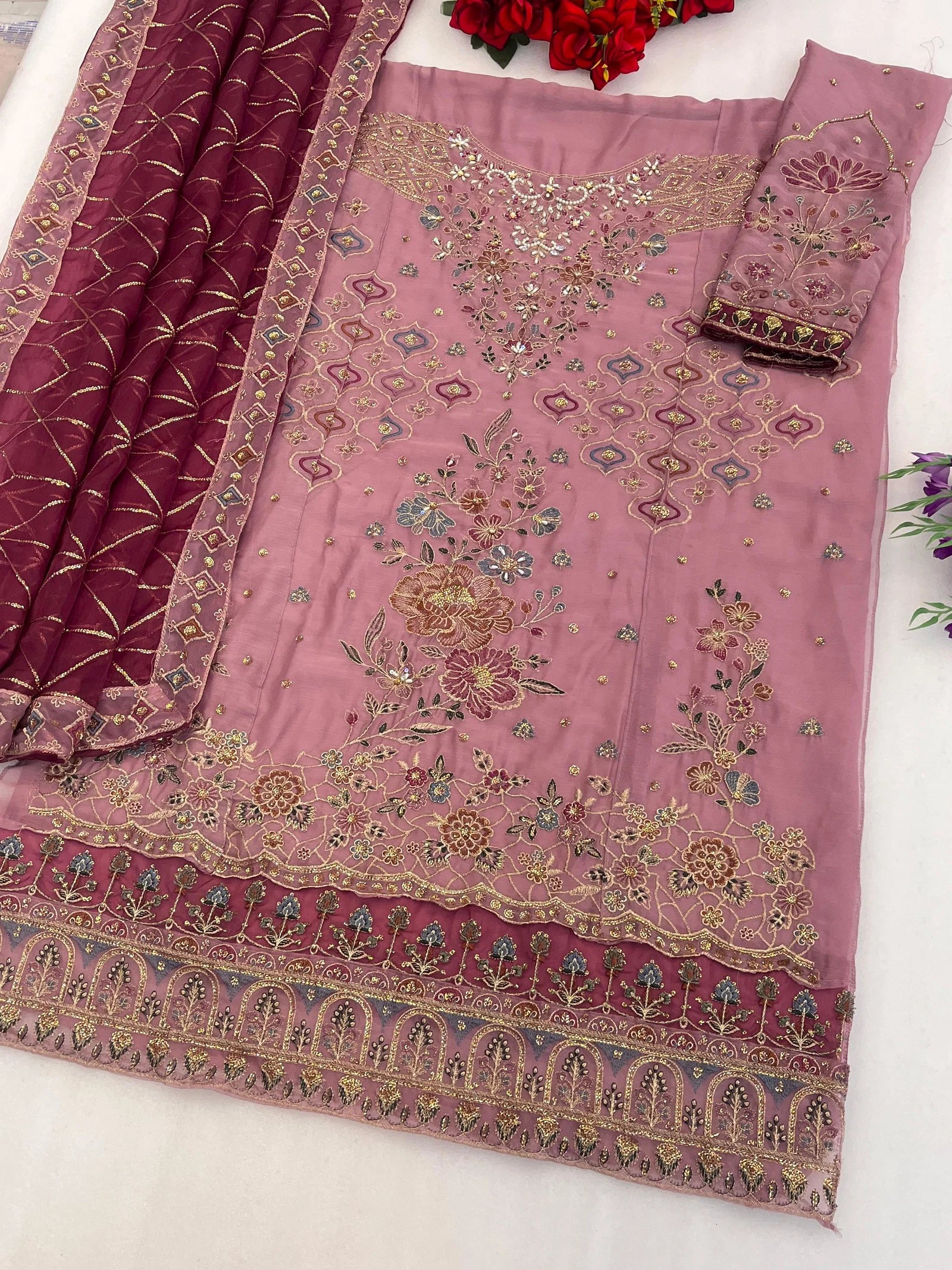 Mah E Rooh 5244 A To D Chiffon Embroidered Salwar Kameez Collection