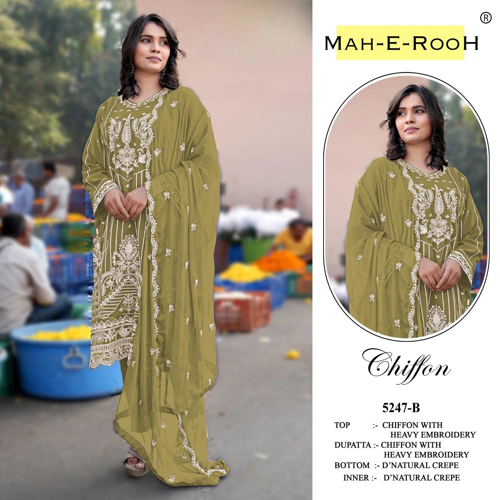 Mah E Rooh 5247 A To D Chiffon Embroidered Salwar Kameez
