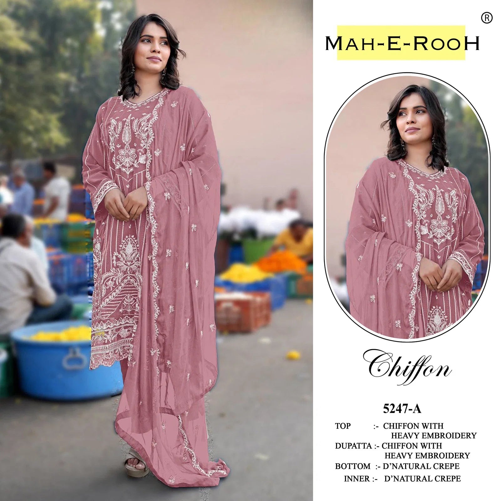 Mah E Rooh 5247 A To D Chiffon Embroidered Salwar Kameez