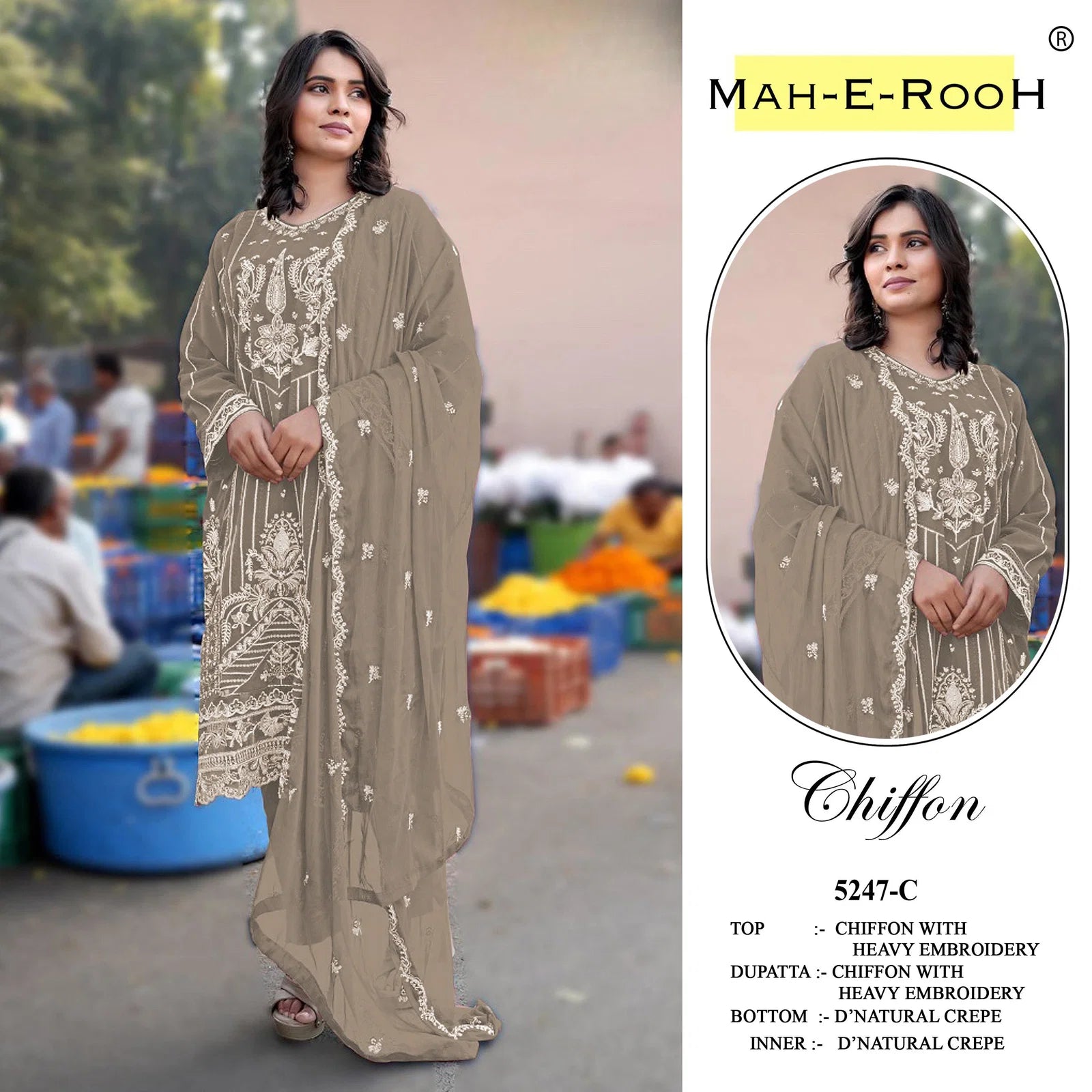 Mah E Rooh 5247 A To D Chiffon Embroidered Salwar Kameez