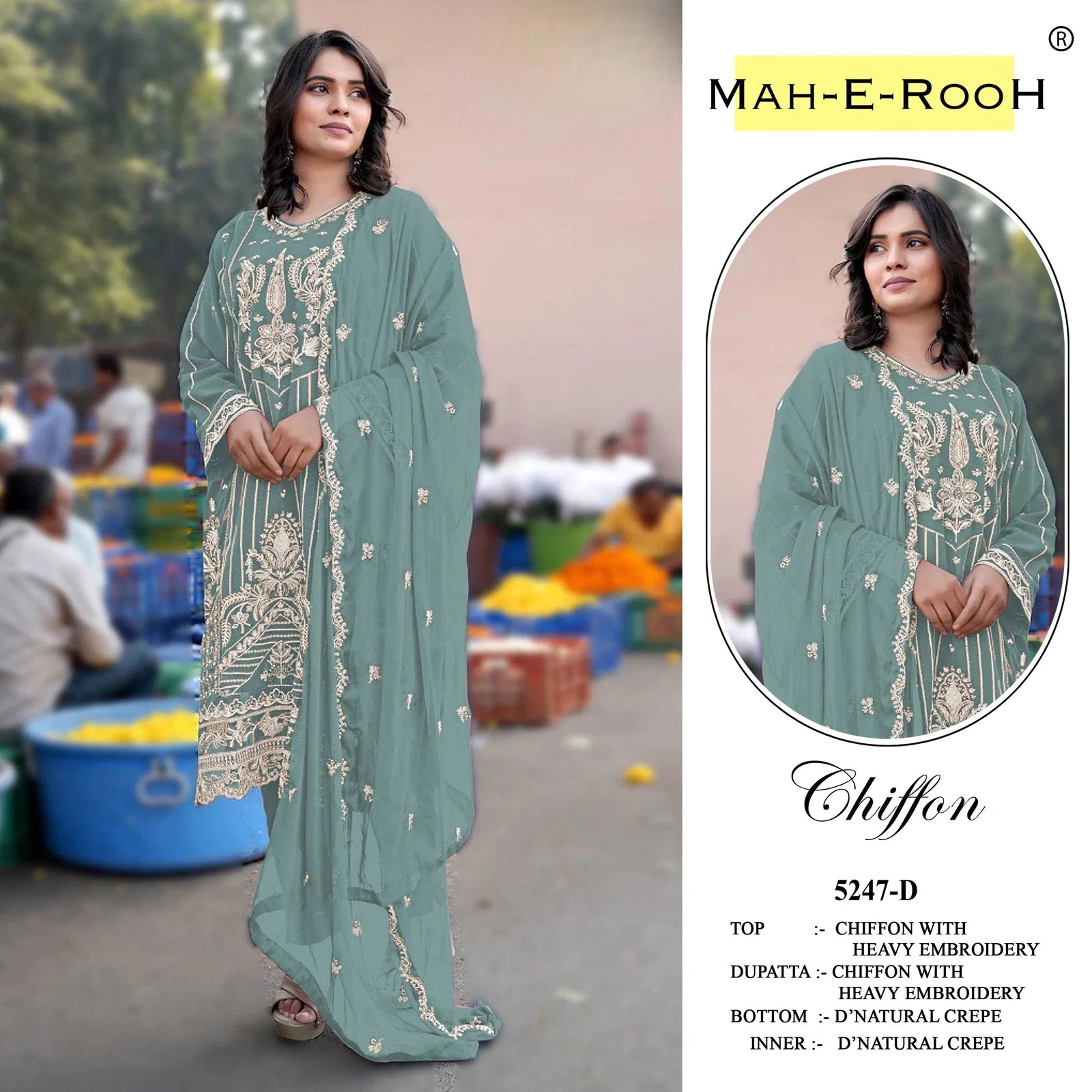 Mah E Rooh 5247 A To D Chiffon Embroidered Salwar Kameez