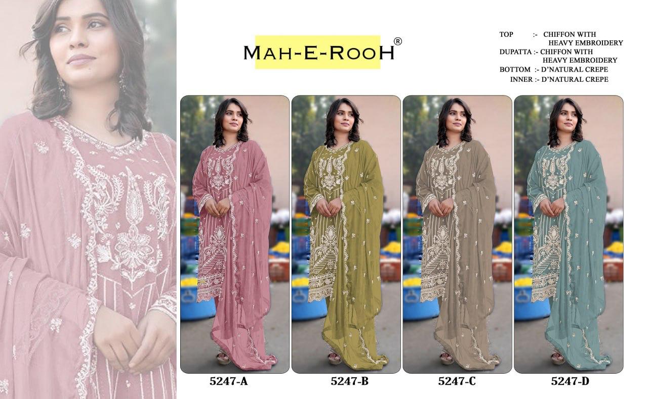 Mah E Rooh 5247 A To D Chiffon Embroidered Salwar Kameez