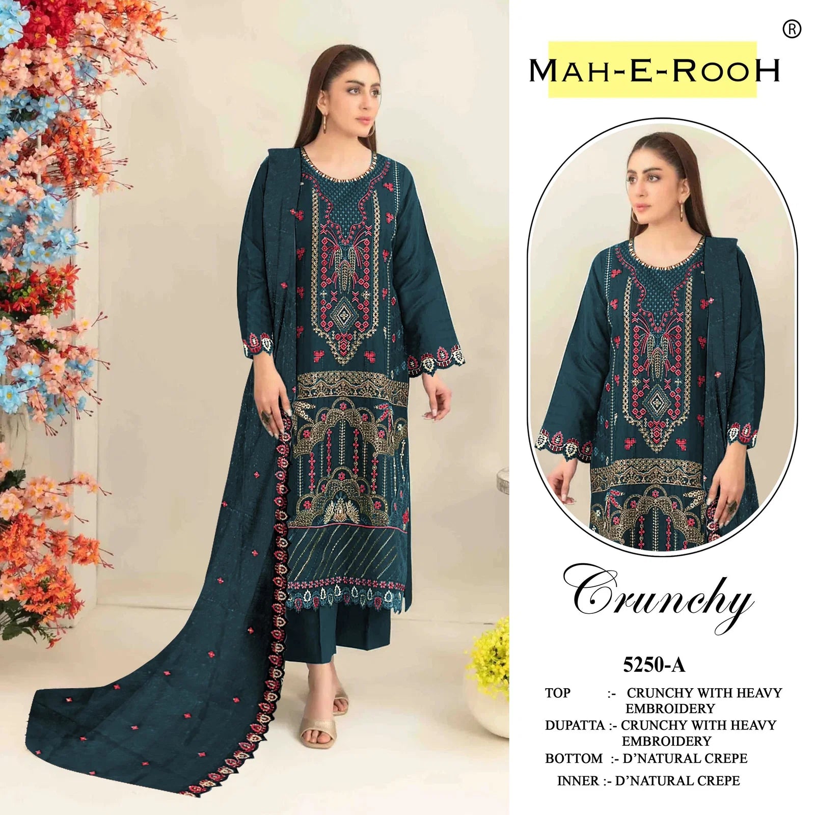 Mah E Rooh 5250 A To E Crunchy With Embroidered Salwar Kameez Collection