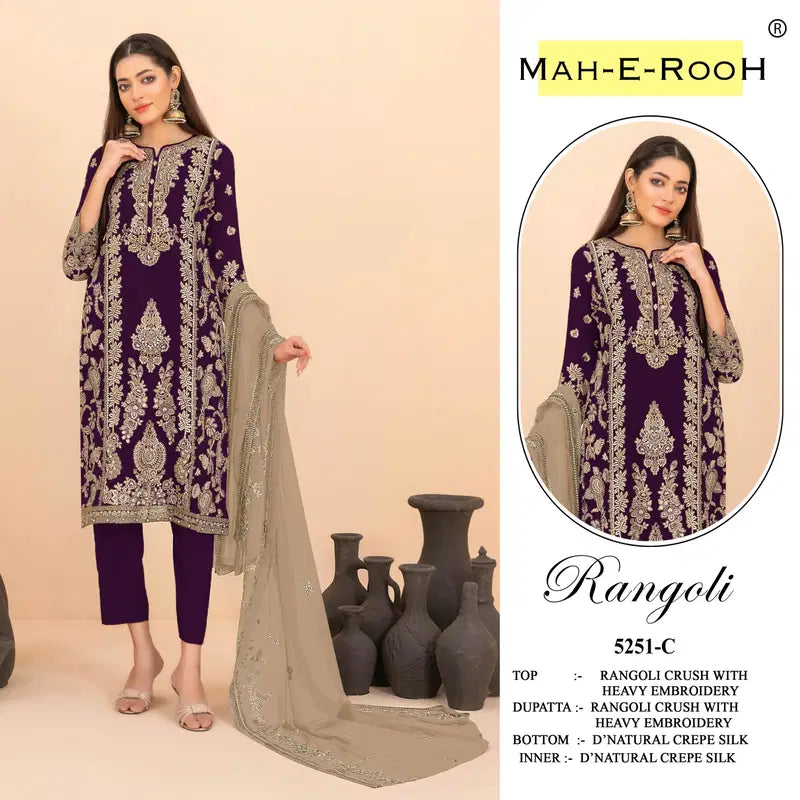 Mah E Rooh 5251 A To D Rangoli Crush Embroidered Salwar Kameez