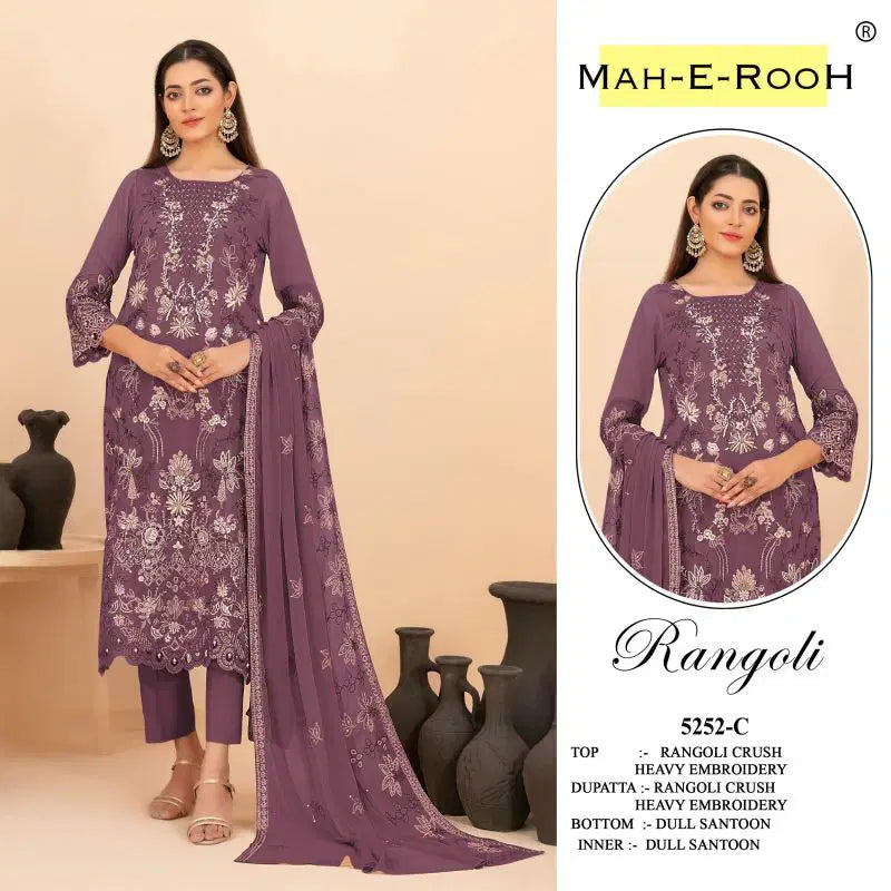 Mah E Rooh 5252 A To D Rangoli Crush Embroidered Salwar Kameez Collection