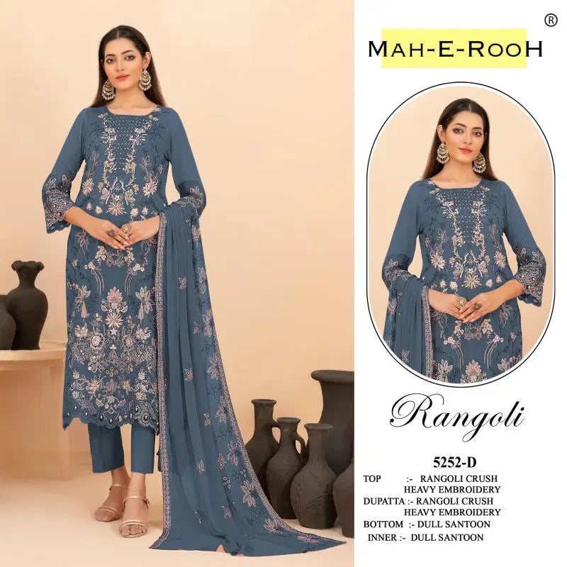 Mah E Rooh 5252 A To D Rangoli Crush Embroidered Salwar Kameez Collection