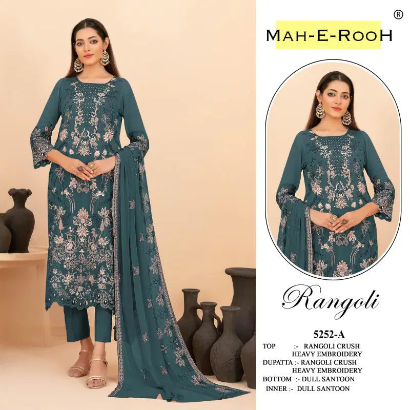Mah E Rooh 5252 A To D Rangoli Crush Embroidered Salwar Kameez Collection