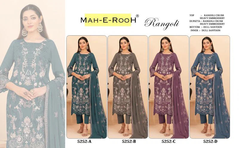 Mah E Rooh 5252 A To D Rangoli Crush Embroidered Salwar Kameez Collection