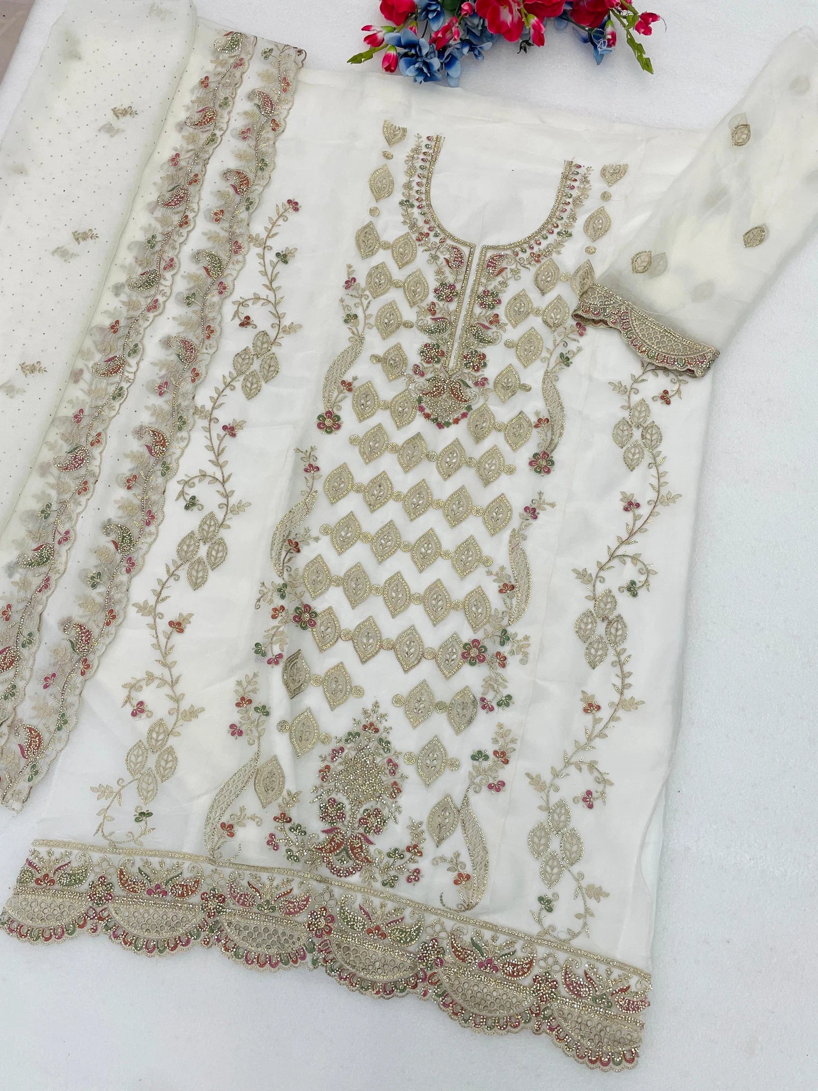 Mah E Rooh 5258 A To D Nc Moss Embroidered Salwar Kameez
