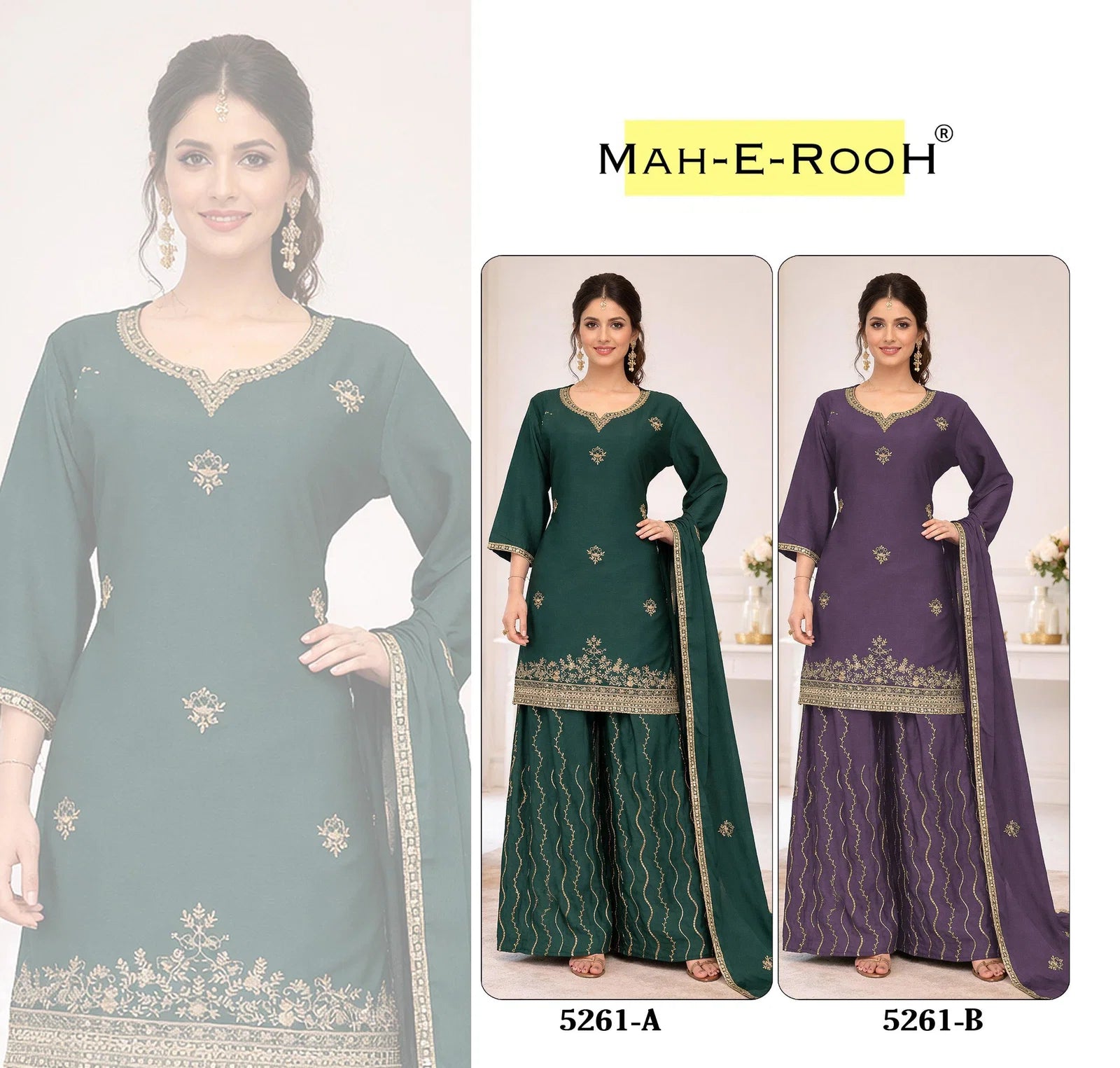 Mah E Rooh 5261 A To D Chinon Embroidered Salwar Kameez