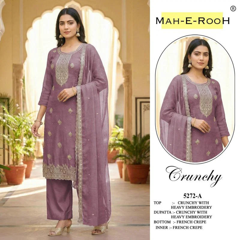 Mah E Rooh 5272 A To D Crunchy Embroidered Salwar Kameez