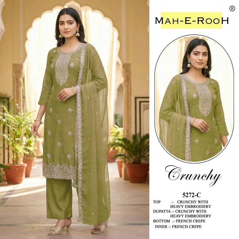 Mah E Rooh 5272 A To D Crunchy Embroidered Salwar Kameez