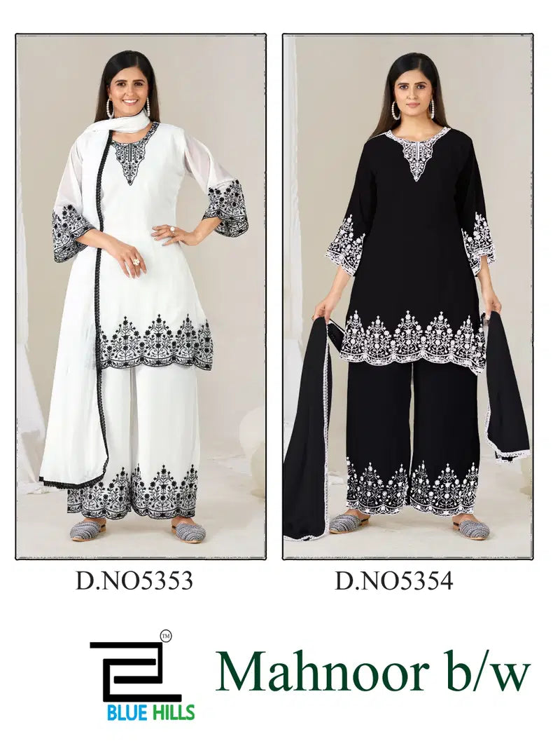 Mahnoor BW Georgette Thread Worked Kurti With Bottom Dupatta ₹ 2100