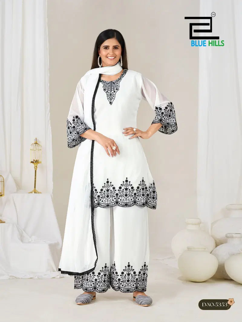 Mahnoor BW Georgette Thread Worked Kurti With Bottom Dupatta ₹ 2100