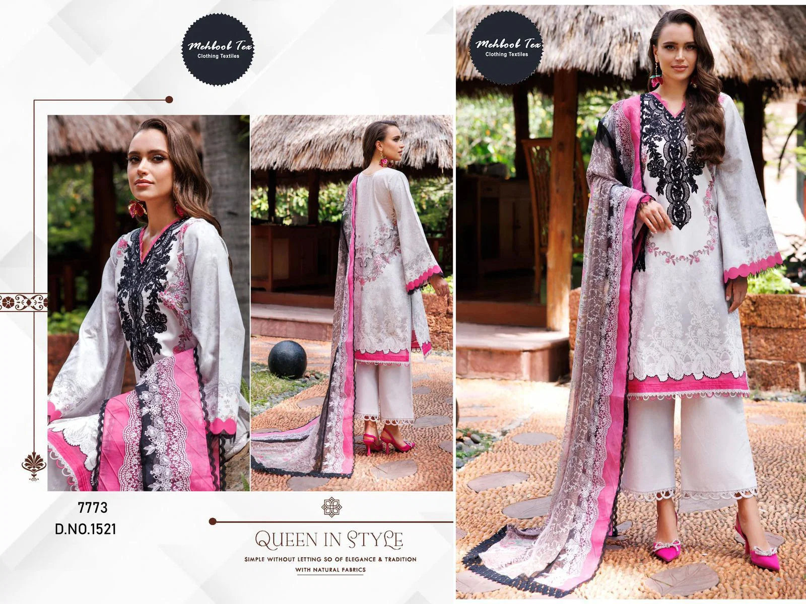 Mehboob Tex 1521 Chiffon Dupatta Cotton Print Pakistani Salwar Kameez
