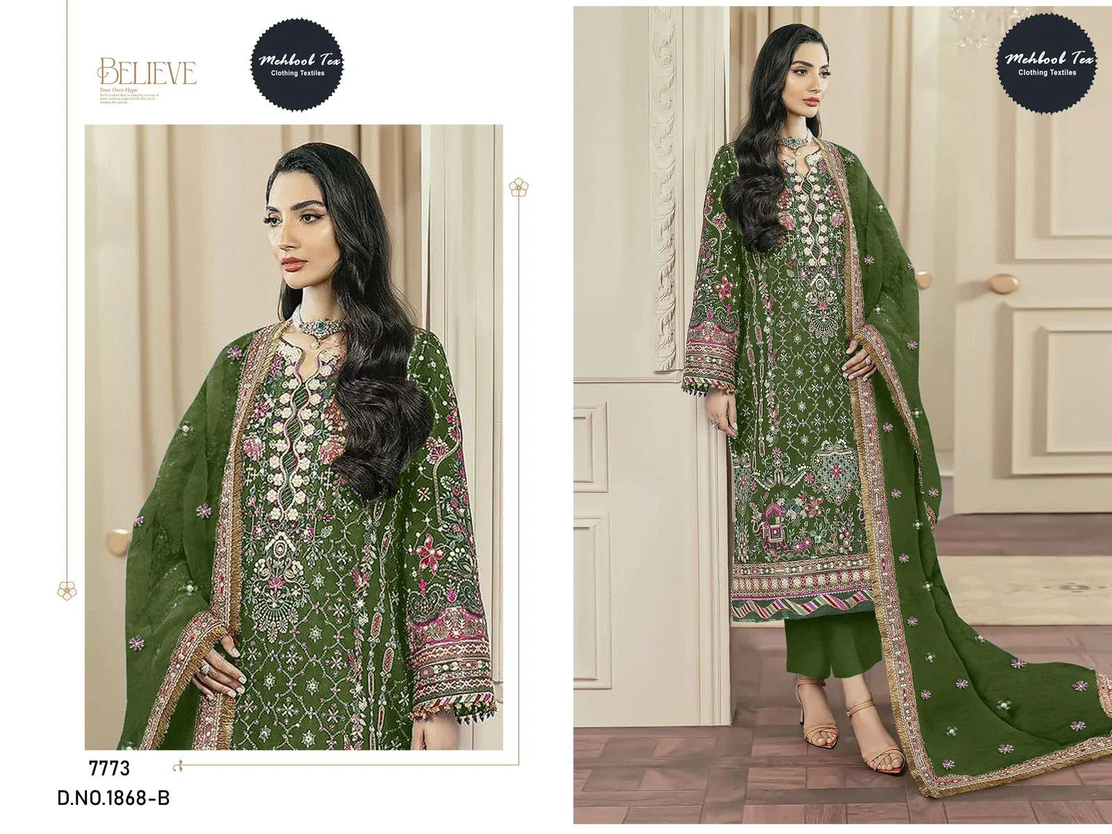 Mehboob Tex 1868 B To D Chiffon With Fancy Embroidered Pakistani Salwar Kameez