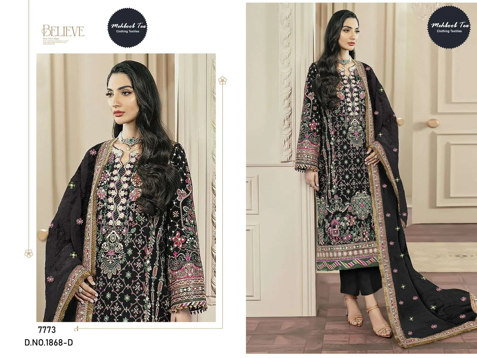 Mehboob Tex 1868 B To D Chiffon With Fancy Embroidered Pakistani Salwar Kameez