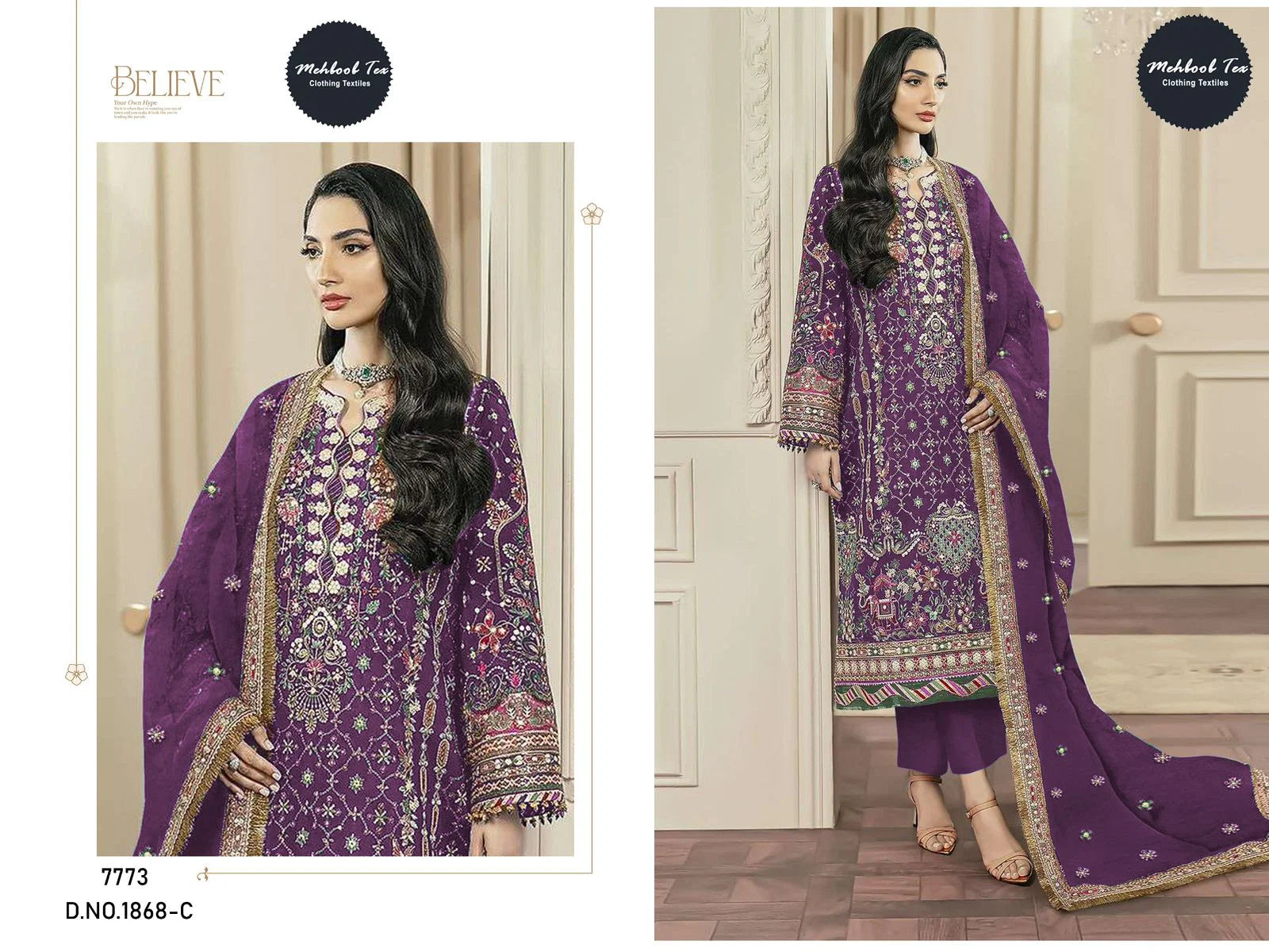 Mehboob Tex 1868 B To D Chiffon With Fancy Embroidered Pakistani Salwar Kameez