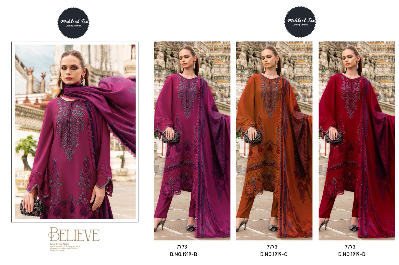 Mehboob Tex 1919 B To D Cotton Dupatta Rayon Embroidered pakistani Salwar Kameez