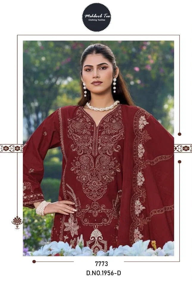 Mehboob Tex 1956 B And D Cotton Self Embroidered Pakistani Salwar Kameez