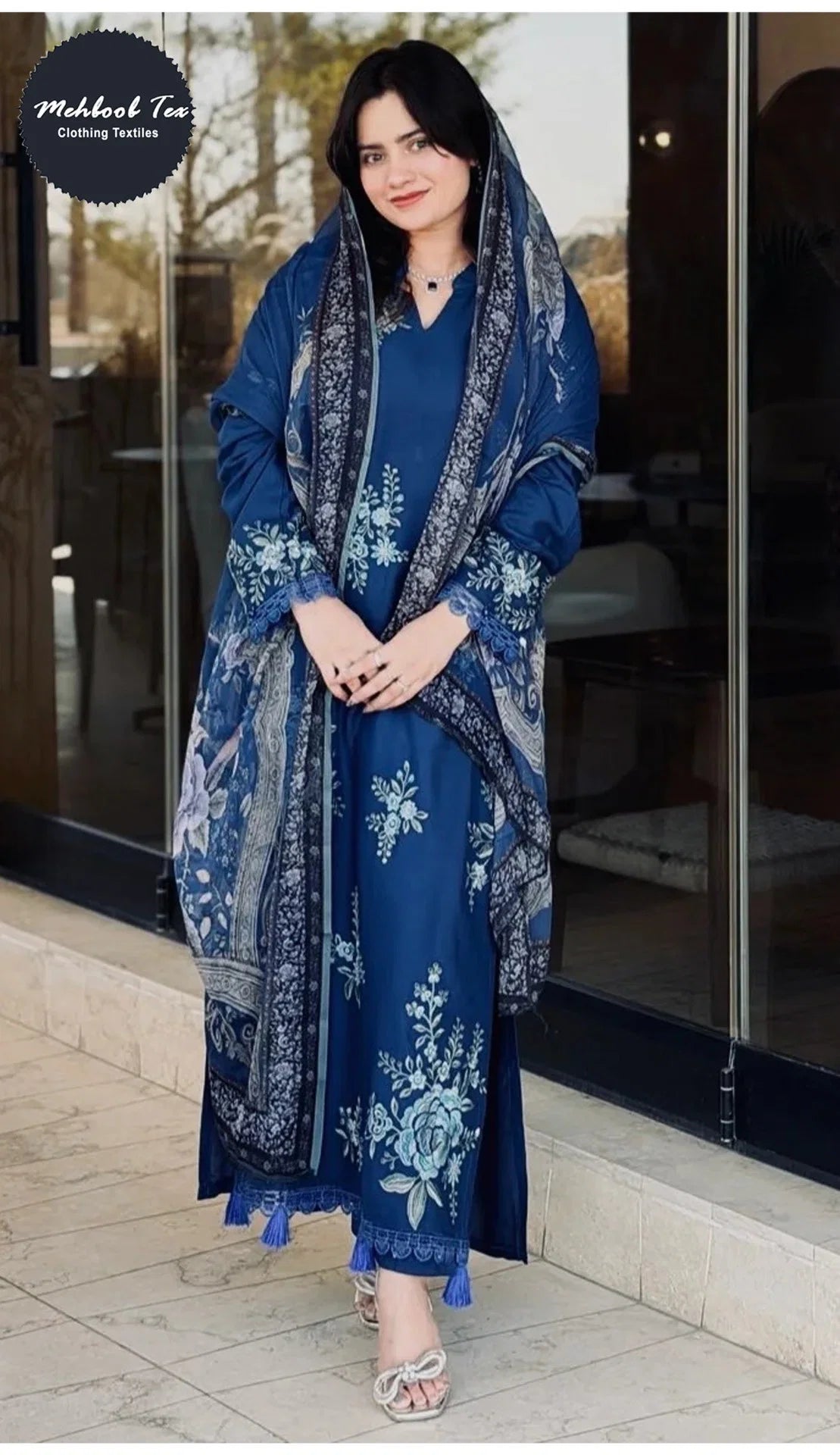 Mehboob Tex 1974 Rayon Cotton With Embroidered Salwar Kameez