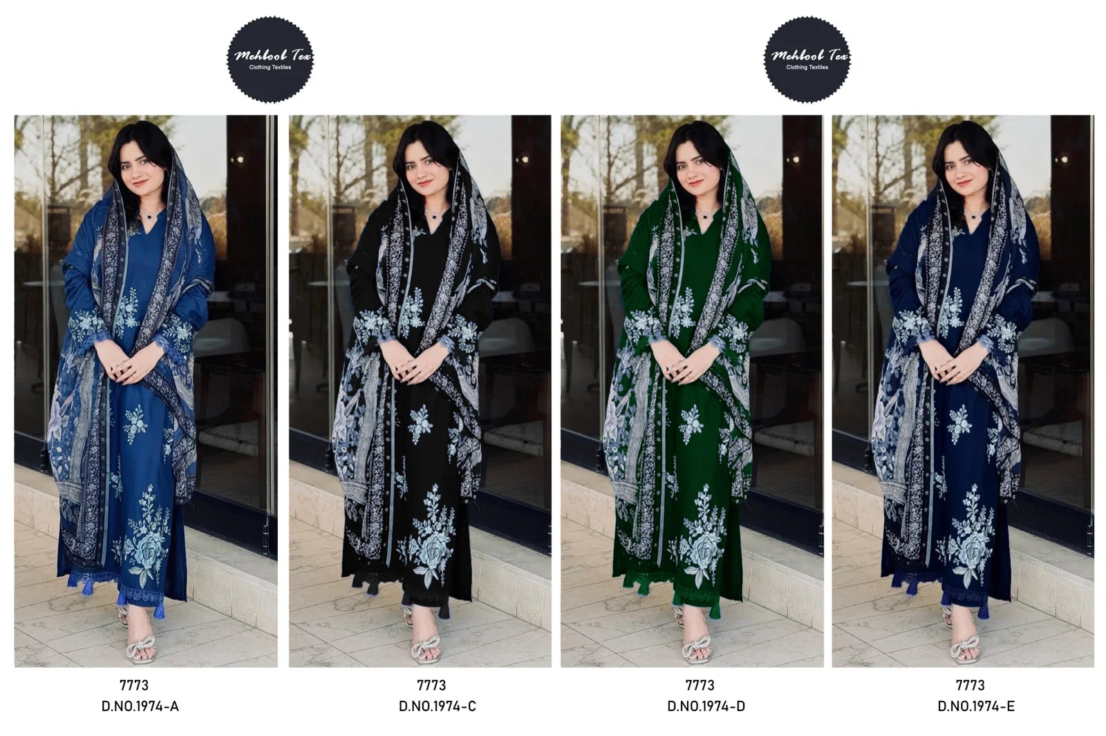 Mehboob Tex 1974 Rayon Cotton With Embroidered Salwar Kameez