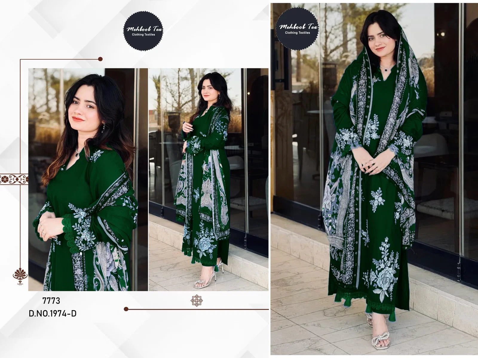 Mehboob Tex 1974 Rayon Cotton With Embroidered Salwar Kameez