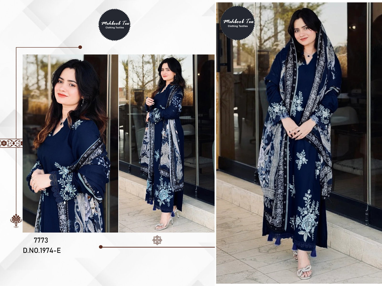 Mehboob Tex 1974 Rayon Cotton With Embroidered Salwar Kameez