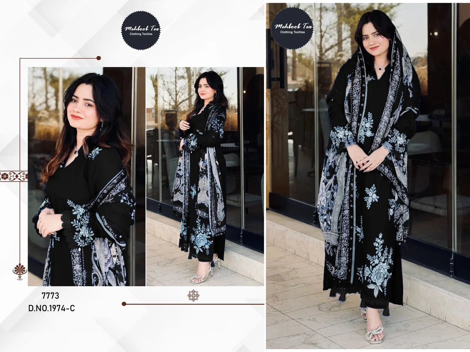 Mehboob Tex 1974 Rayon Cotton With Embroidered Salwar Kameez