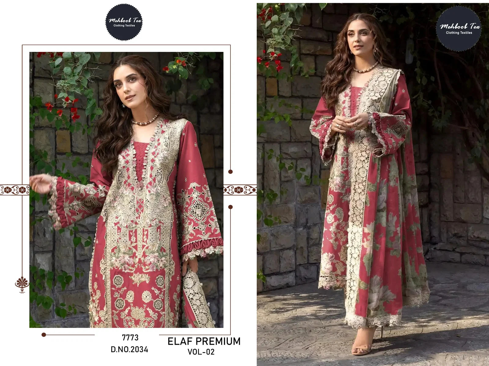 Mehboob Tex Elaf Premium Vol 2 Cambric Cotton Embroidered Salwar Kameez