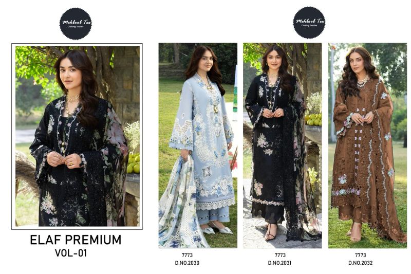 Mehboob Tex Elaf Premuim Vol 1 Cambric Cotton Embroidered Salwar Kameez