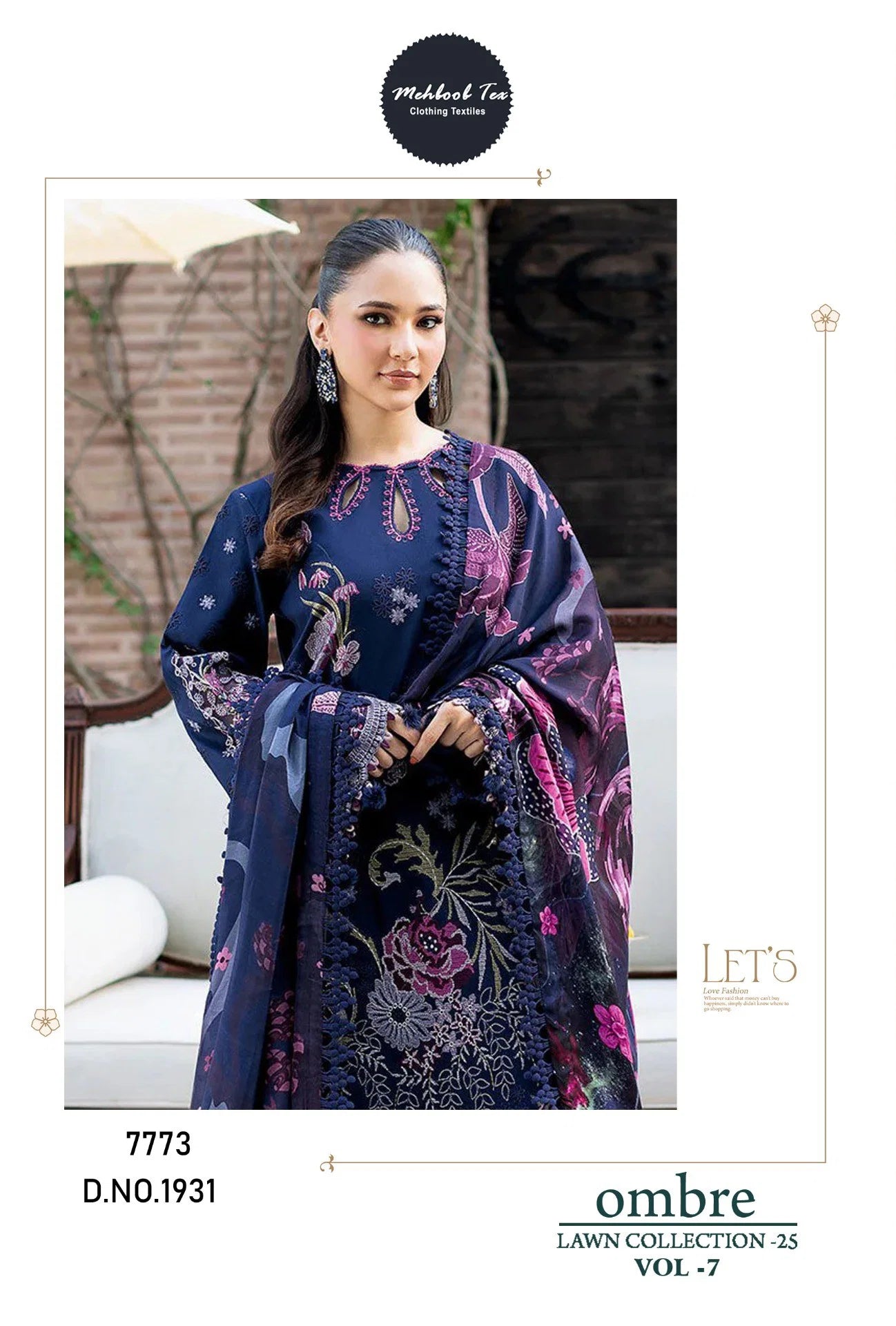 Mehboob Tex Ombre Lawn Collection 25 Vol 7 Cotton With Embroidered Salwar Kameez