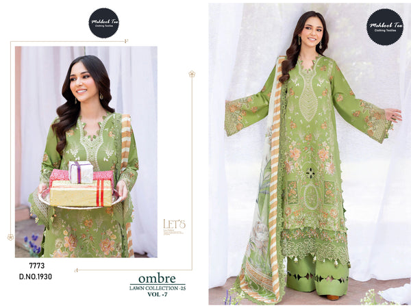 Mehboob Tex Ombre Lawn Collection 25 Vol 7 Cotton With Embroidered Salwar Kameez