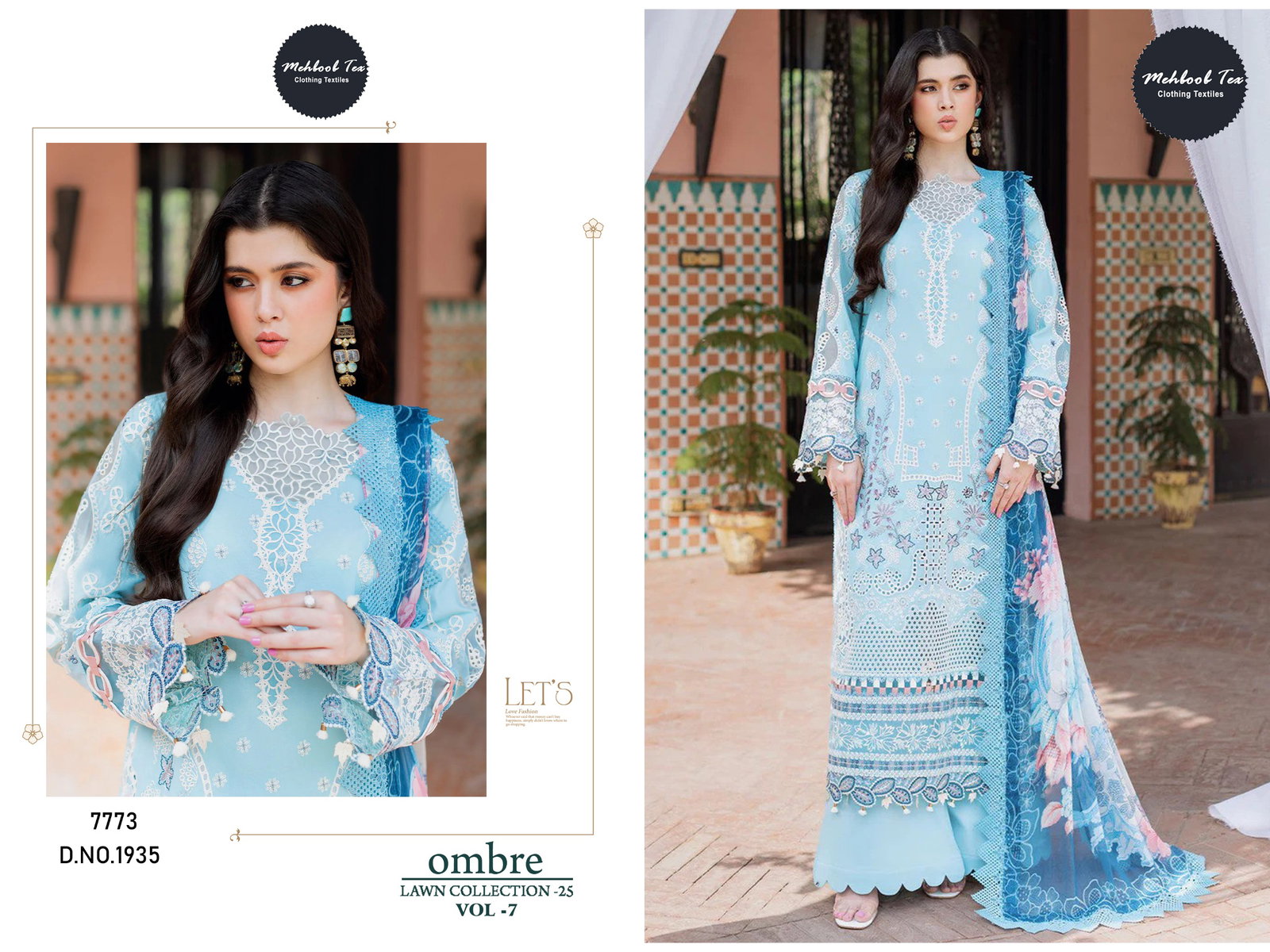 Mehboob Tex Ombre Lawn Collection 25 Vol 7 Cotton With Embroidered Salwar Kameez