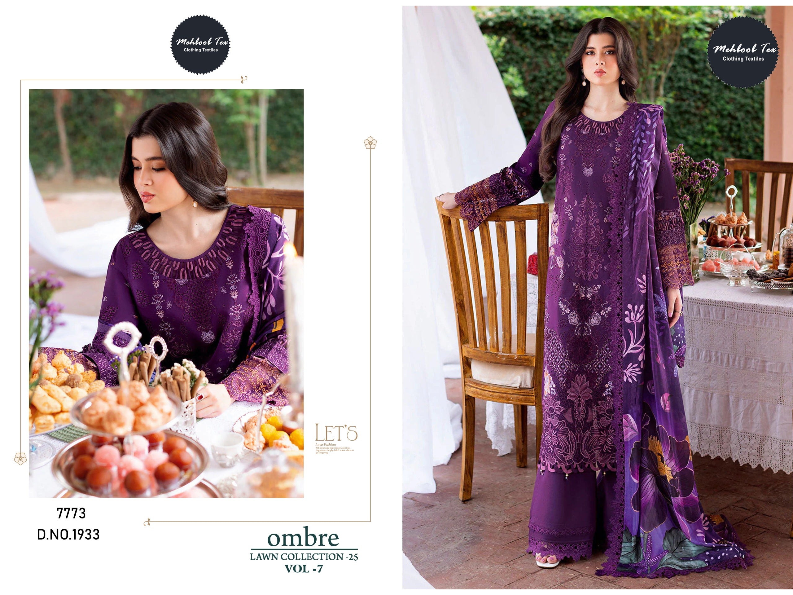 Mehboob Tex Ombre Lawn Collection 25 Vol 7 Cotton With Embroidered Salwar Kameez