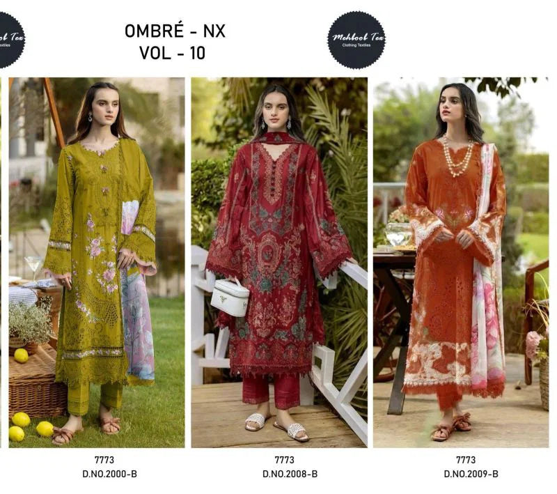 Mehboob Tex Ombre Nx New Colors Cambric Cotton With Embroidered Salwar Kameez
