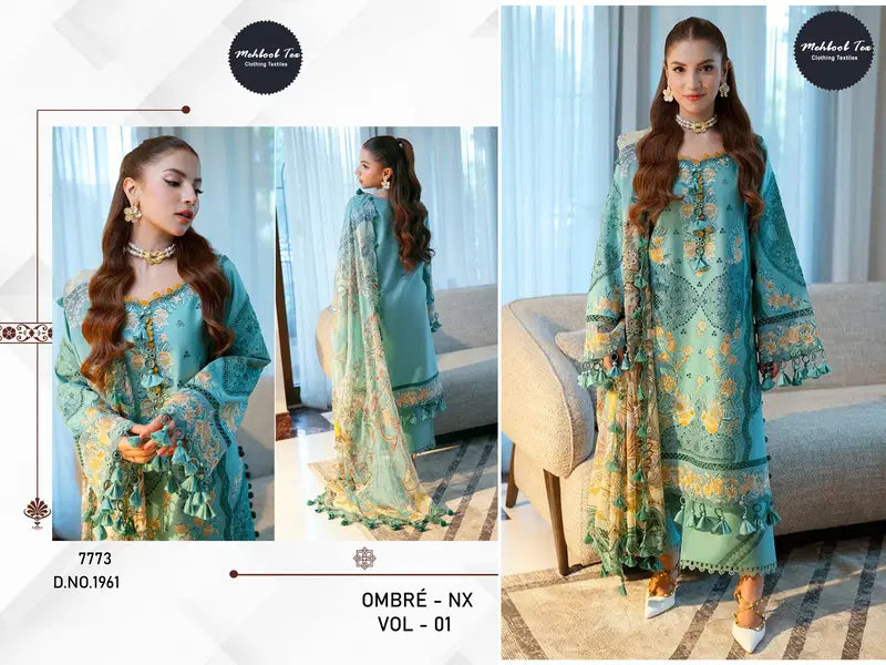 Mehboob Tex Ombre Nx Vol 1 Cotton Dupatta Cotton With Embroiedered Salwar Suit