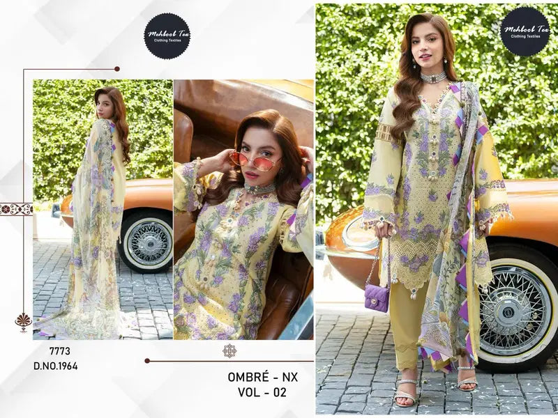 Mehboob Tex Ombre Nx Vol 2 Lawn Cotton Self Embroidered Salwar Kameez