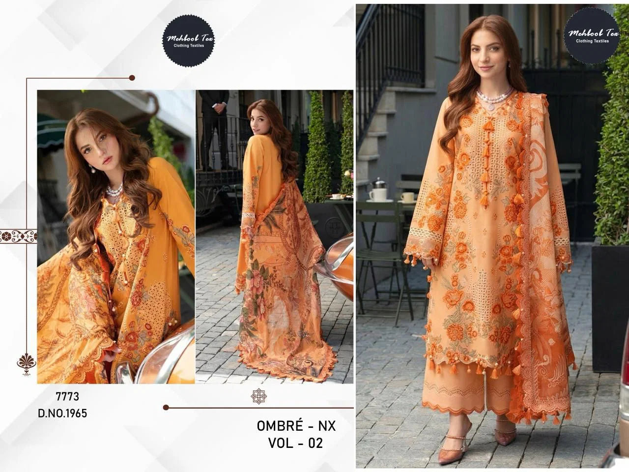 Mehboob Tex Ombre Nx Vol 2 Lawn Cotton Self Embroidered Salwar Kameez