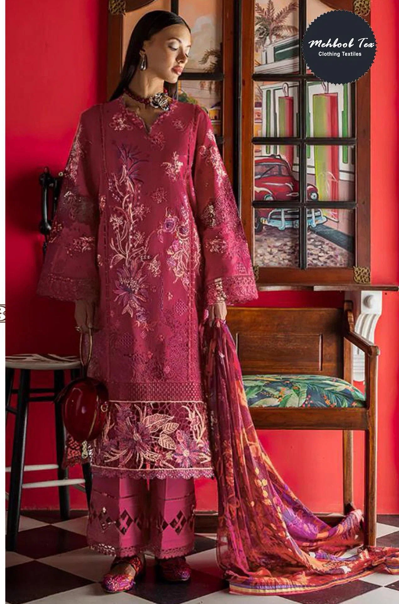 Mehboob Tex Ombre Nx Vol 8 Cotton Embroidered Salwar Kameez