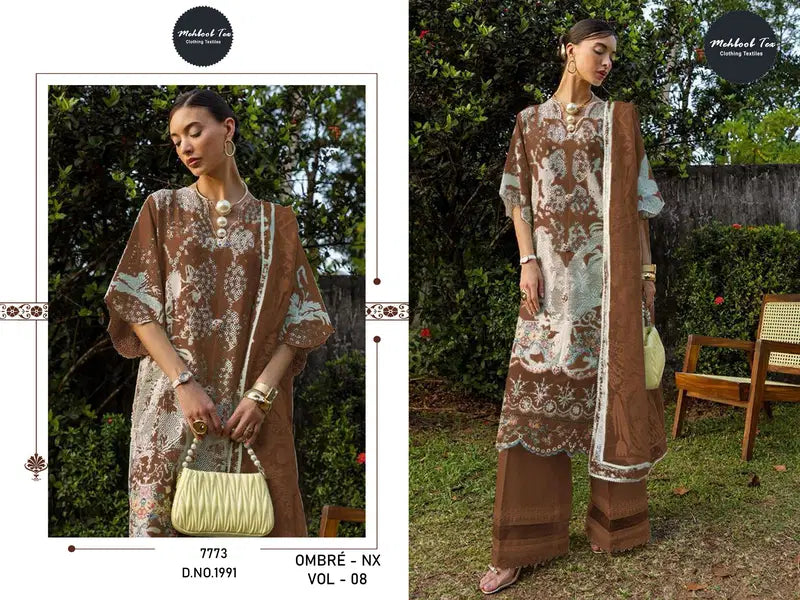 Mehboob Tex Ombre Nx Vol 8 Cotton Embroidered Salwar Kameez